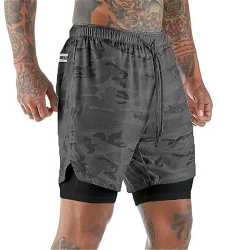 

Joggers Shorts Men 2 in 1 sport shorts Gyms Fitness Bodybuilding Workout Quick Dry Beach Shorts Male Summer Running shorts men