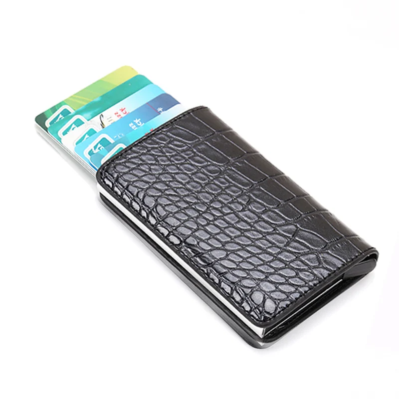C-black-B Мужской кошелек с защитой от кражи, Rfid, кожаный, Ретро стиль, Мини, тонкий кошелек, сумка для денег, маленькая, тонкая, валлет, тройной, для мужчин, s, Valet, Walket, portomonee - Цвет: C-black-B