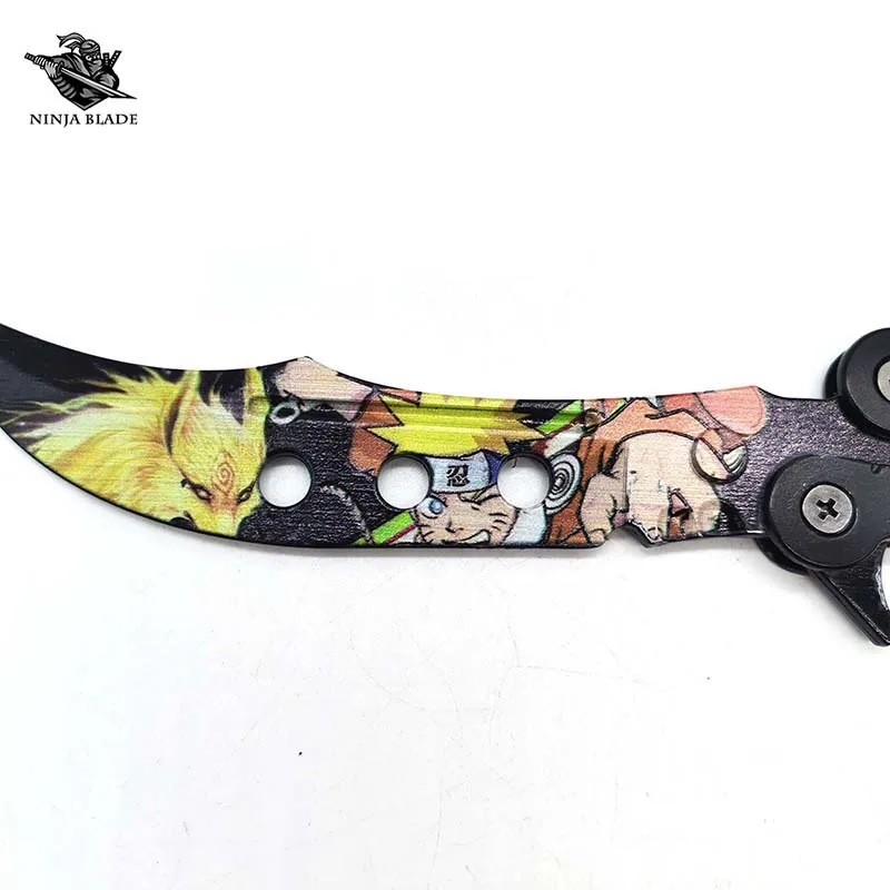 Нож-бабочка Kakashi Hatake Узумаки Наруто балисонг изогнутый аниме тупое лезвие для