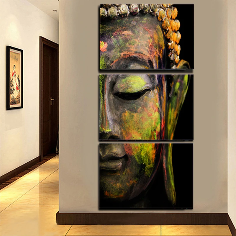 Самоотверженно 3 панели/набор современного искусства Красочный в форме головы