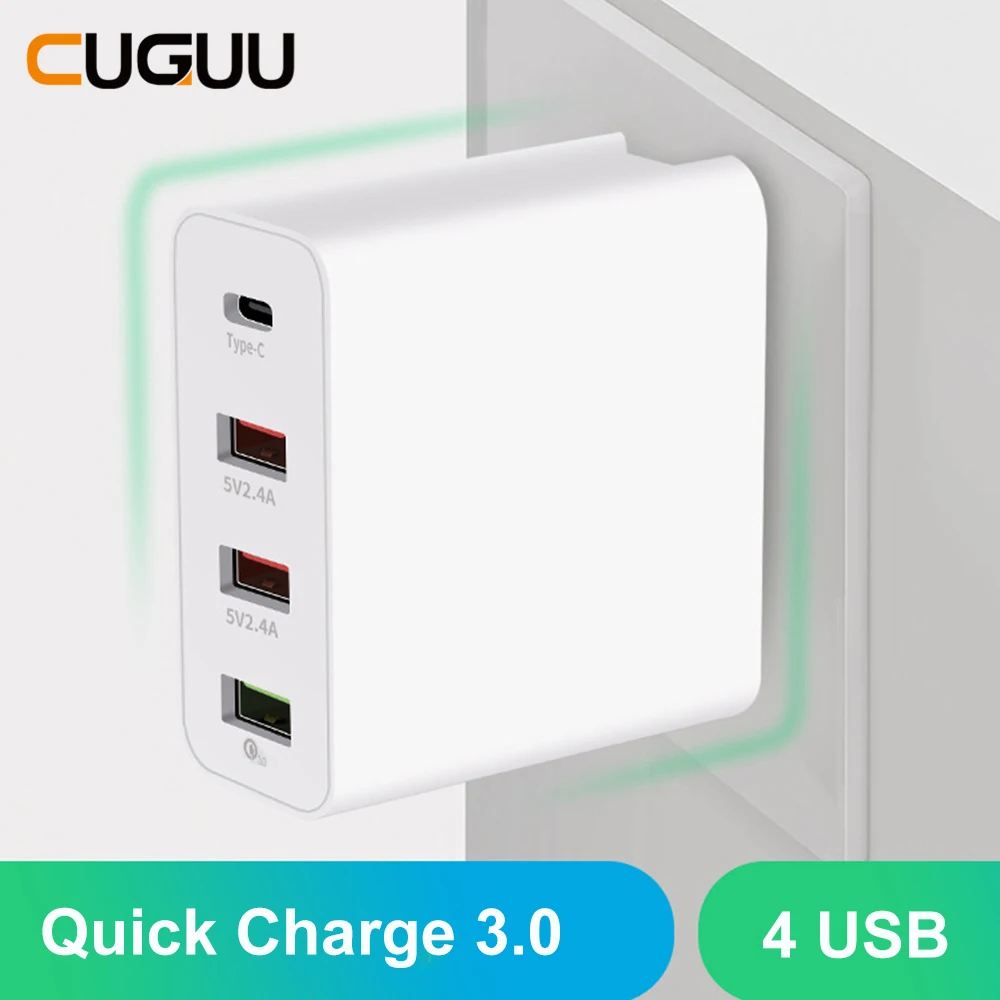 4 порта USB быстрое зарядное устройство s QC3.0 type C USB зарядное устройство для samsung для iPhone huawei быстрое зарядное устройство s настенное зарядное устройство US EU UK AU адаптер
