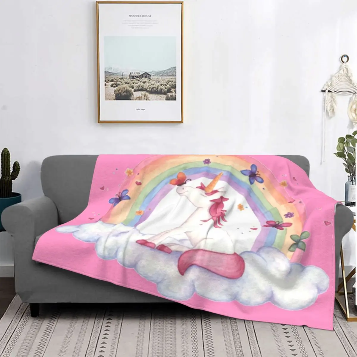 

Manta de unicornio de franela, colcha suave portar de arco/ RIS de verano para cama, Edredon de Trip