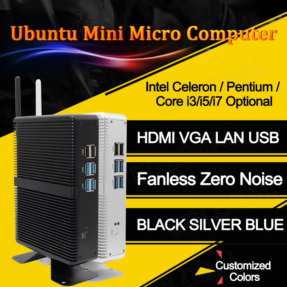 Мини ПК Eglobal на базе Windows 10 настольный компьютер Intel Core i3 5005U 4010U 4030U Celeron 2955U 4K HTPC HDMI VGA