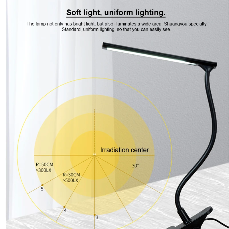 Светодиодная лампа для чтения с зажимом светодиодная настольная 3 цвета X3 Dimable
