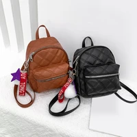 mini black backpack women stone leather backpacks for girls small ladies casual daypack with hairball sac a dos rucksack 2020