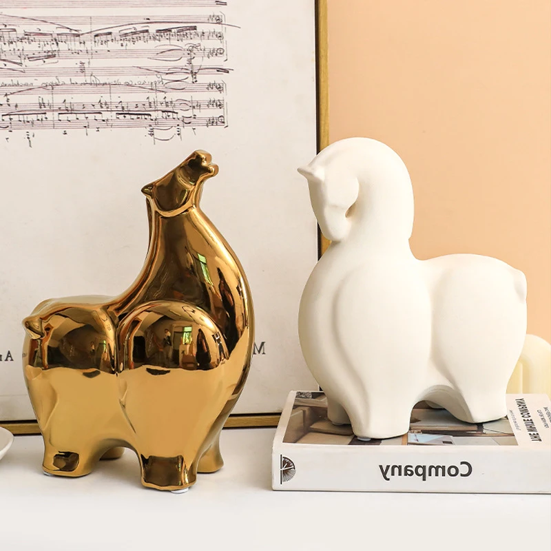 

2pcs Creative Horse Decoration Modern Living Room Bedroom Hotel Bookcase Ceramic Horse Home Decoration Craft