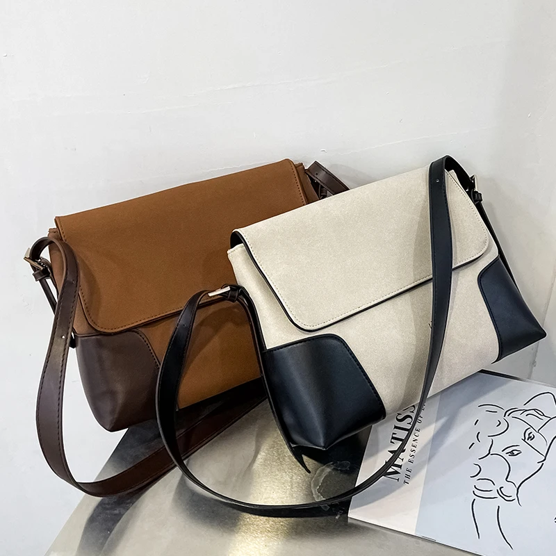 

Large Bags 2021 New Fashion Simple Women's Bag High-Grade Contrast Color Shoulder Bag Western Style All-Matching Crossbody Bag