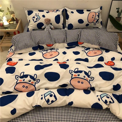 

Bedding Set Cute Cartoon Bedding Sets Girls Boys Bed Linen Duvet Cover Flat Sheet Pillowcase Home Use Winter King Single Full