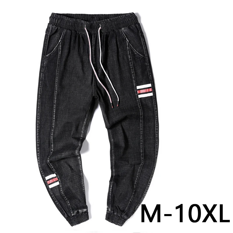 Джинсы мужские большого размера 8XL/9XL/10XL Стрейчевые облегающие брюки-султанки с
