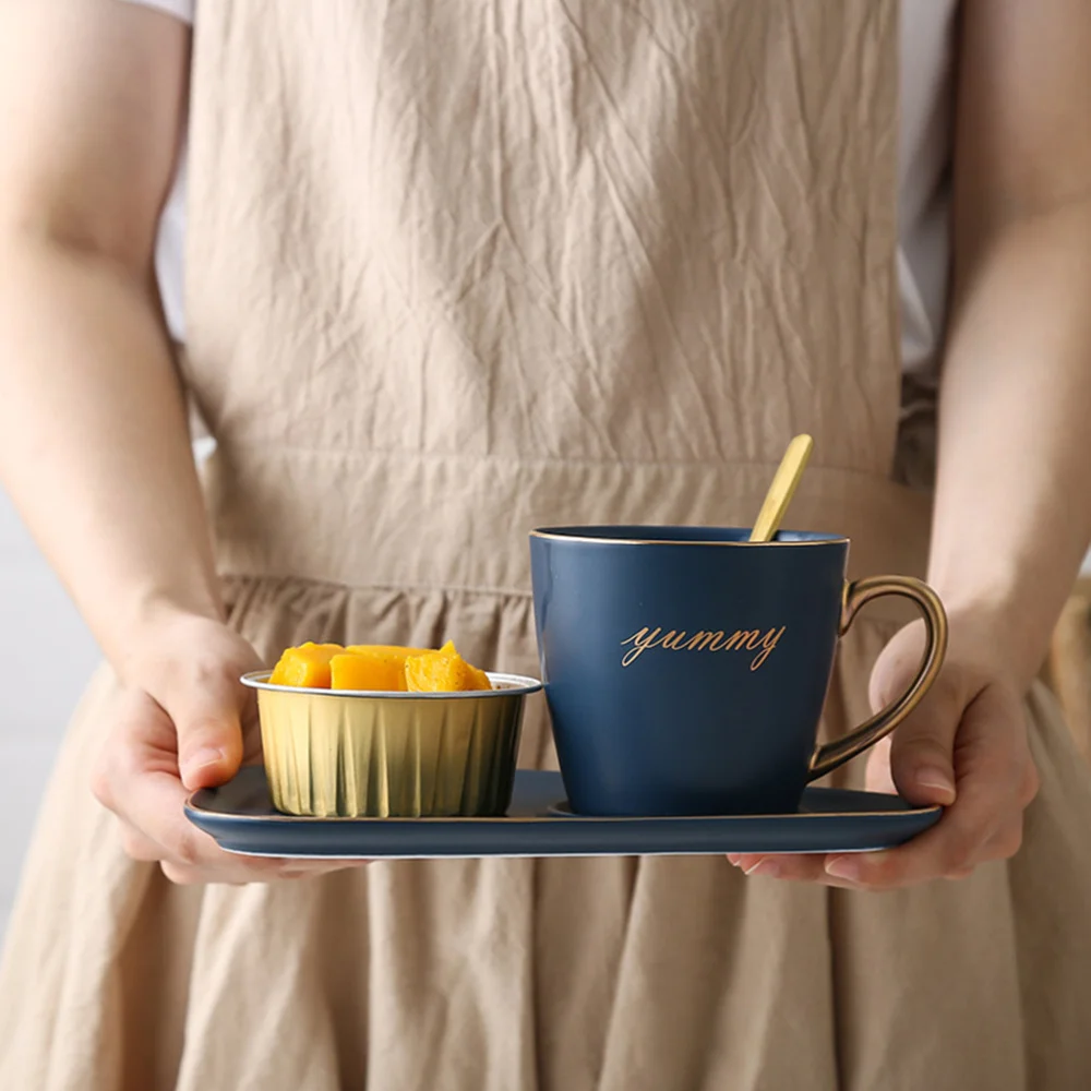 

Ceramic Coffee Cup Nordic Style Tea Cup Tray Afternoon Tea Set Tableware Tray without Spoon (300ml)