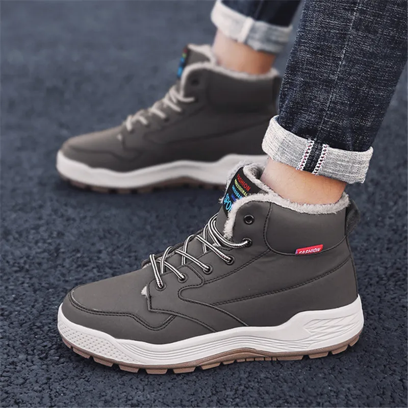 Ботинки мужские зимние кожаные плюшевые теплые водонепроницаемые рабочие