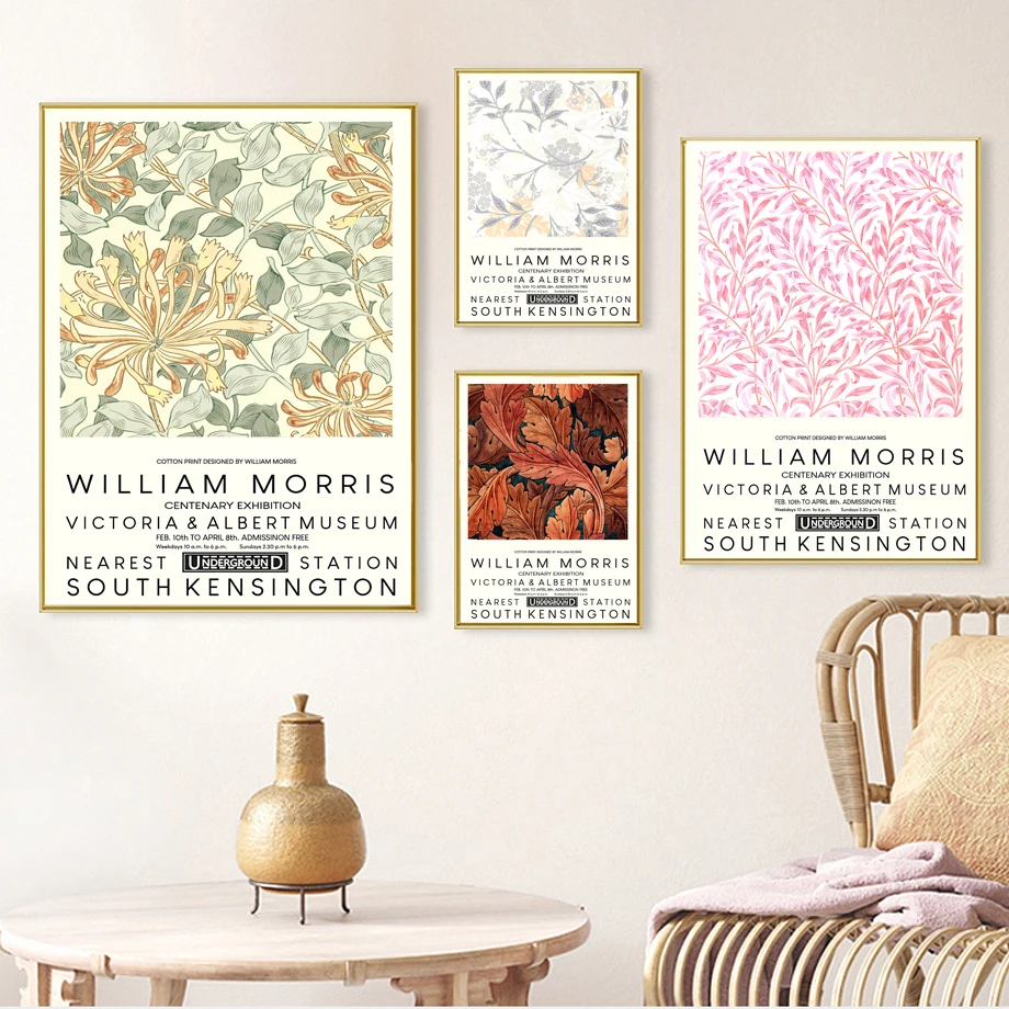 William Morris Plant Leaf Flower Abstract Wall Art Canvas Painting Nordic Posters And Prints Pictures For Living Room Decor | Дом и сад