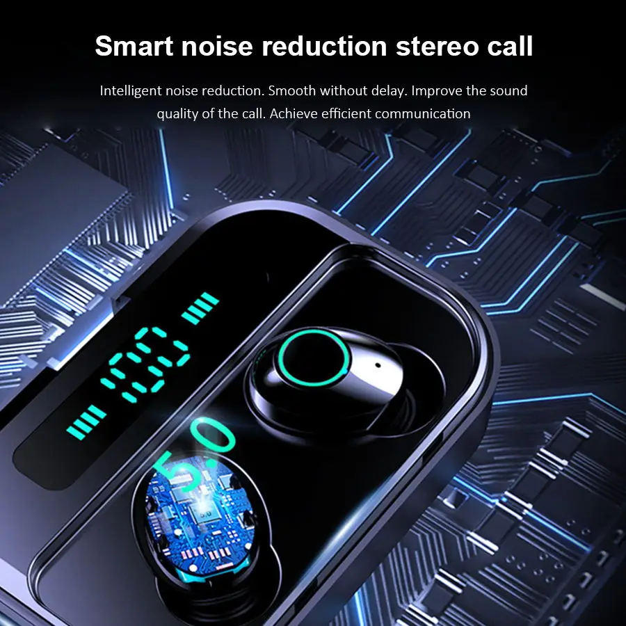 CBAOOO TWS 5,0, Bluetooth наушники, гарнитура, мощный светодиодный дисплей, беспроводные наушники, IPX7, водонепроницаемые спортивные наушники, стерео, бас, наушник