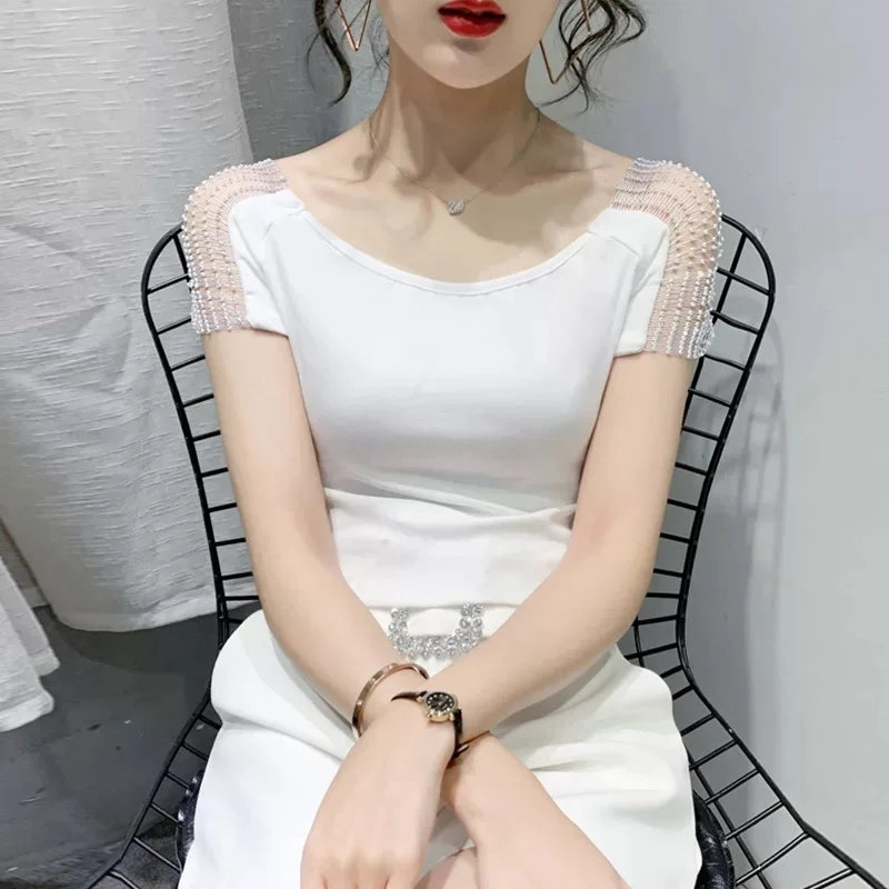 

Summer 2021 short sleeve t shirt lvory Women Top Garment