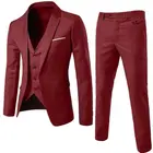 2021 Мужские Модные приталенные костюмы, мужской деловой повседневный костюм-тройка для шафера, блейзеры, куртка, брюки, жилет, комплекты