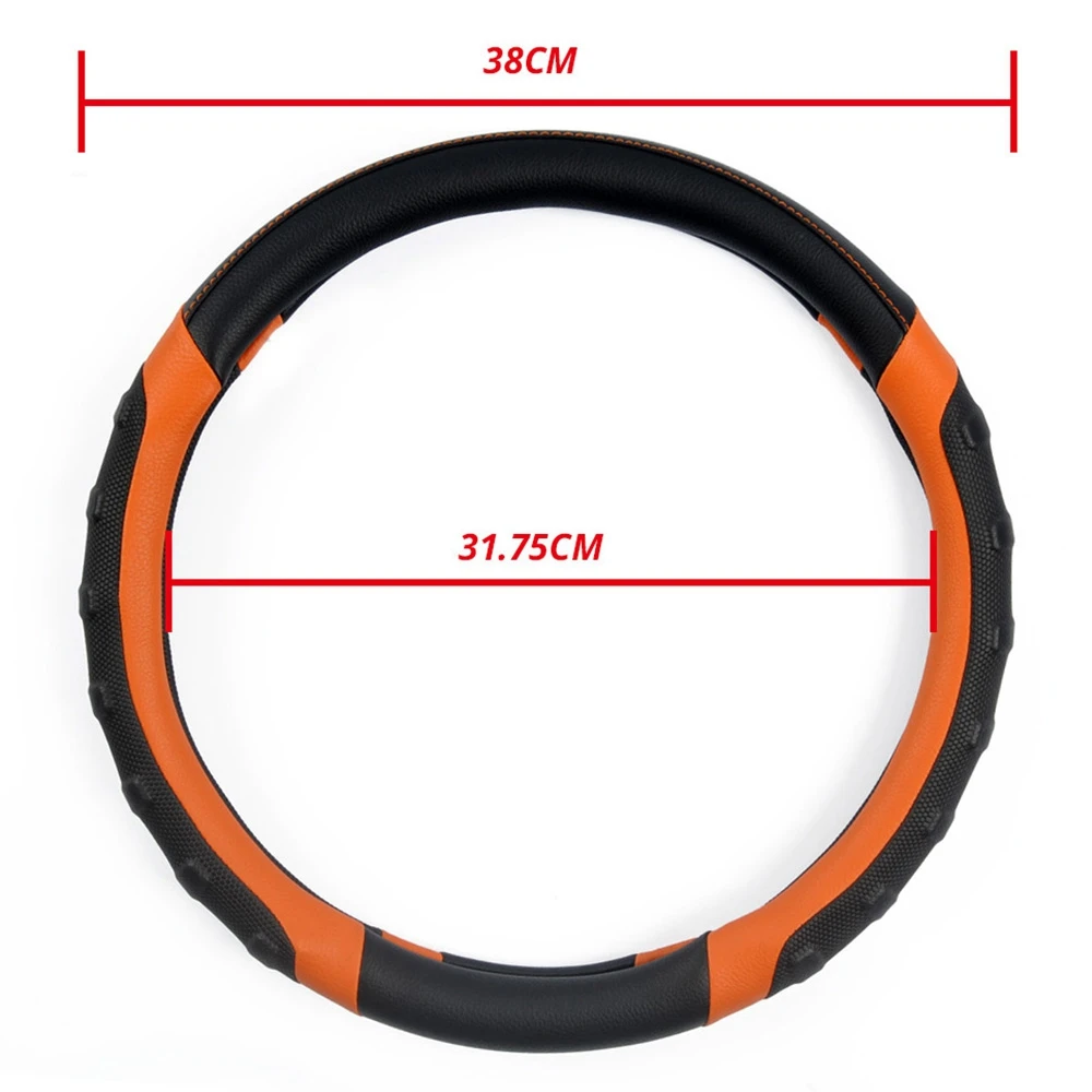 

Car Steering Wheel Cover 38cm/15 inch Non Slip Breathable Leather Steering Wheel Protector Universal Auto Accessories