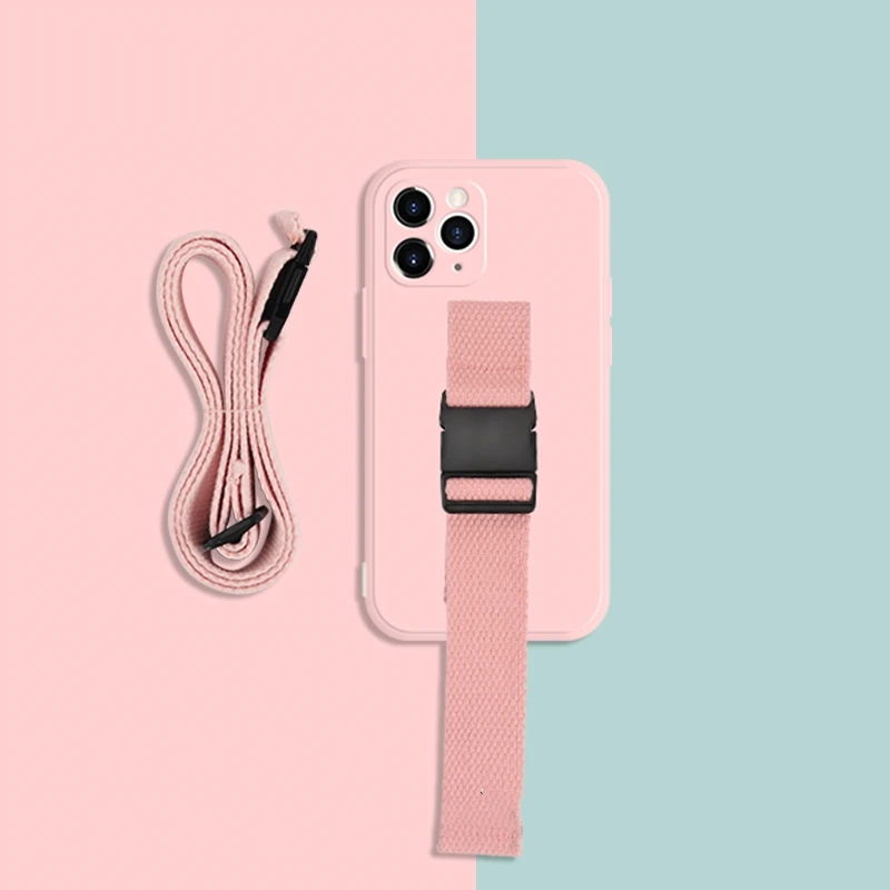 

Wrist crossbody lanyard Original liquid silicone phone case for iphone 12 Pro Max MiNi 11 Pro Max X XS Max XR 7 8 Plus SE 2020