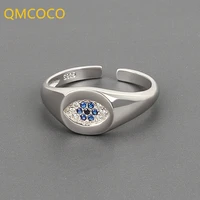 qmcoco silver color open adjustable japanese korean style design demon of the eye for light luxury fashion women trend jewelry
