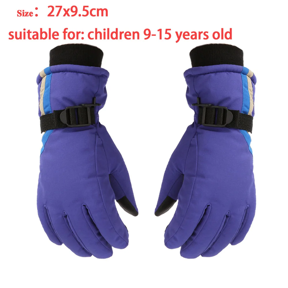 purple Gloves Детские зимние теплые перчатки водонепроницаемые противоскользящие перчатки для катания на лыжах и сноуборде с регулируемым ремнем перчатки для катания на лыжах на открытом воздухе - Цвет: purple Gloves