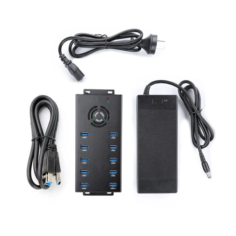 

10 Port Usb 3.0 Splitter 2.1A High Current High-Speed Transmission Flashing Charging Hub,US Plug