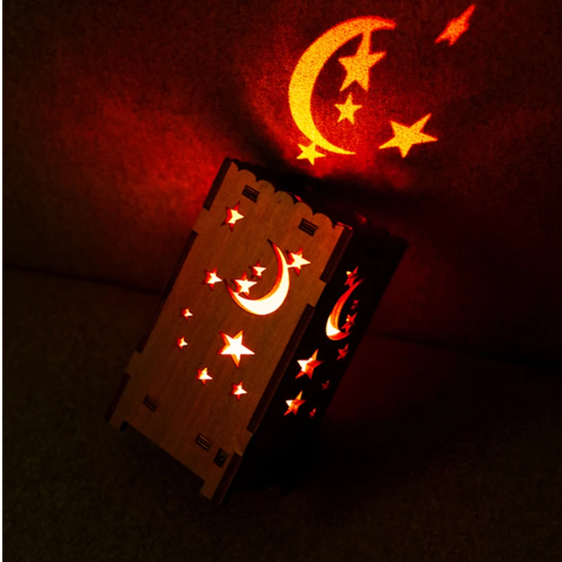 Creative log hollow colorful moon starry sky romantic lucky star projection lamp creative atmosphere night light home | Мебель