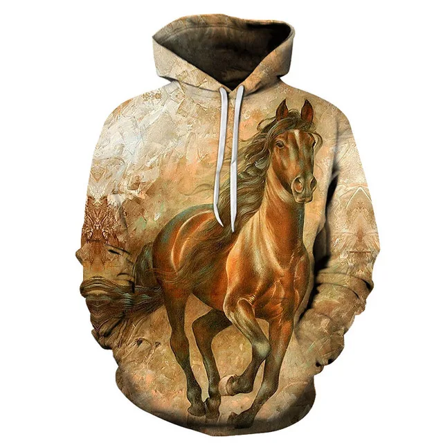 AFKH1807(Asian Size) Горячая Распродажа красочная лошадь Мужская толстовка с принтом женский 3D пуловер для мужчин толстовки осень длинный рукав мужская куртка - Цвет: AFKH1807(Asian Size)