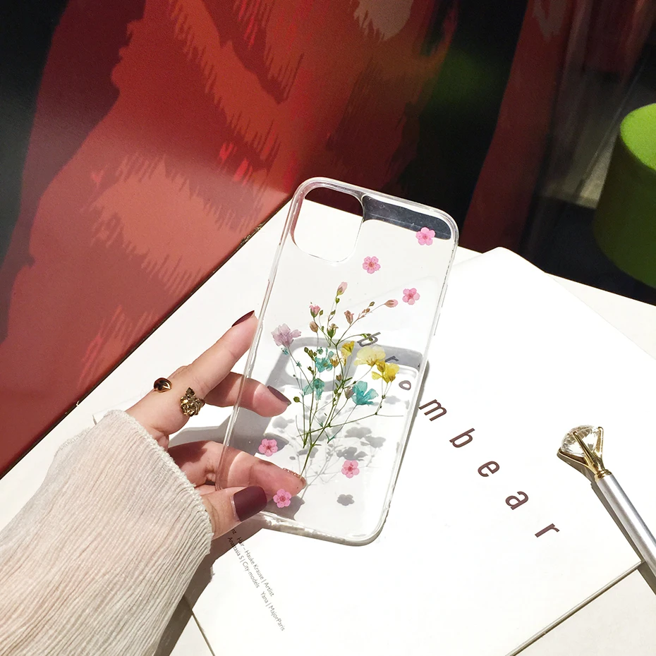 

Qianliyao Dried Real Flower Cases For Samsung Galaxy S20 Ultra S10 S9 S8 Plus Note 10 Pro Phone Case Soft TPU Back Cover