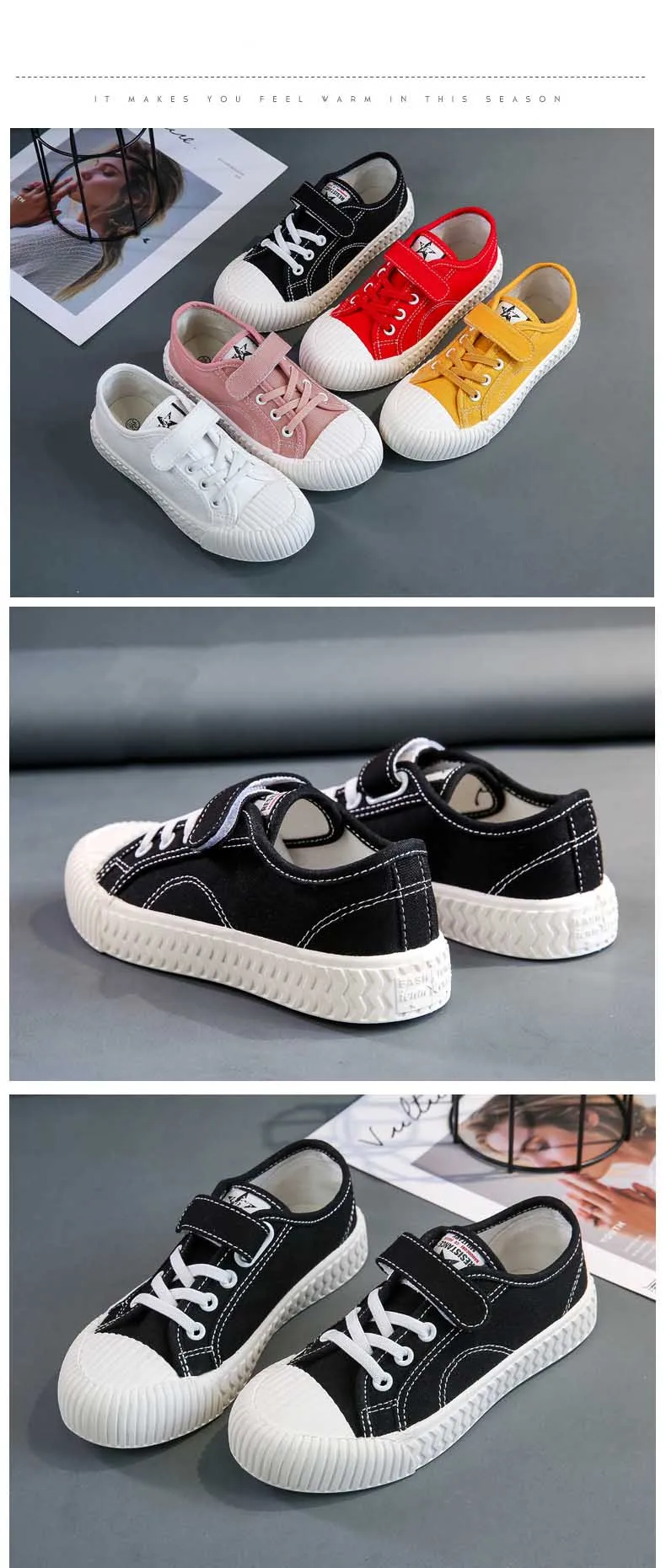 Autumn Fashion New Children Canvas ayakkabı Girls Sneakers Toddler Breathable Spring Kids Shoes For Boys Soft Casual Shoes