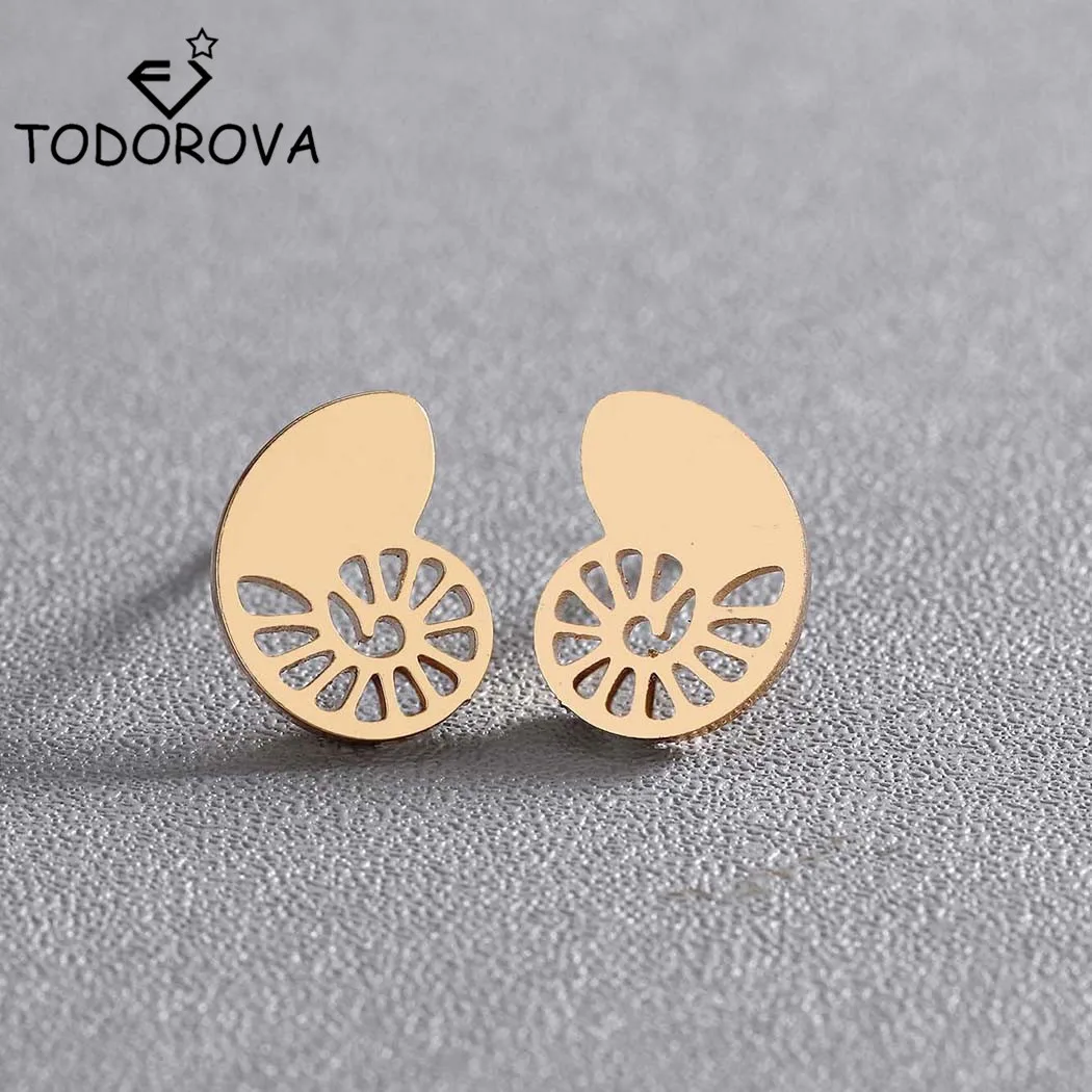 Серьги гвоздики в виде морской улитки из нержавеющей стали|Серьги-гвоздики| |