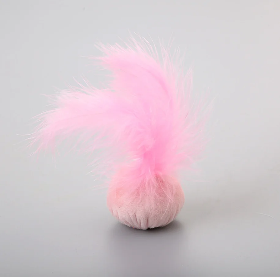 Цветной шар Когтеточка для кошек перо животного белая розовая игрушка кот