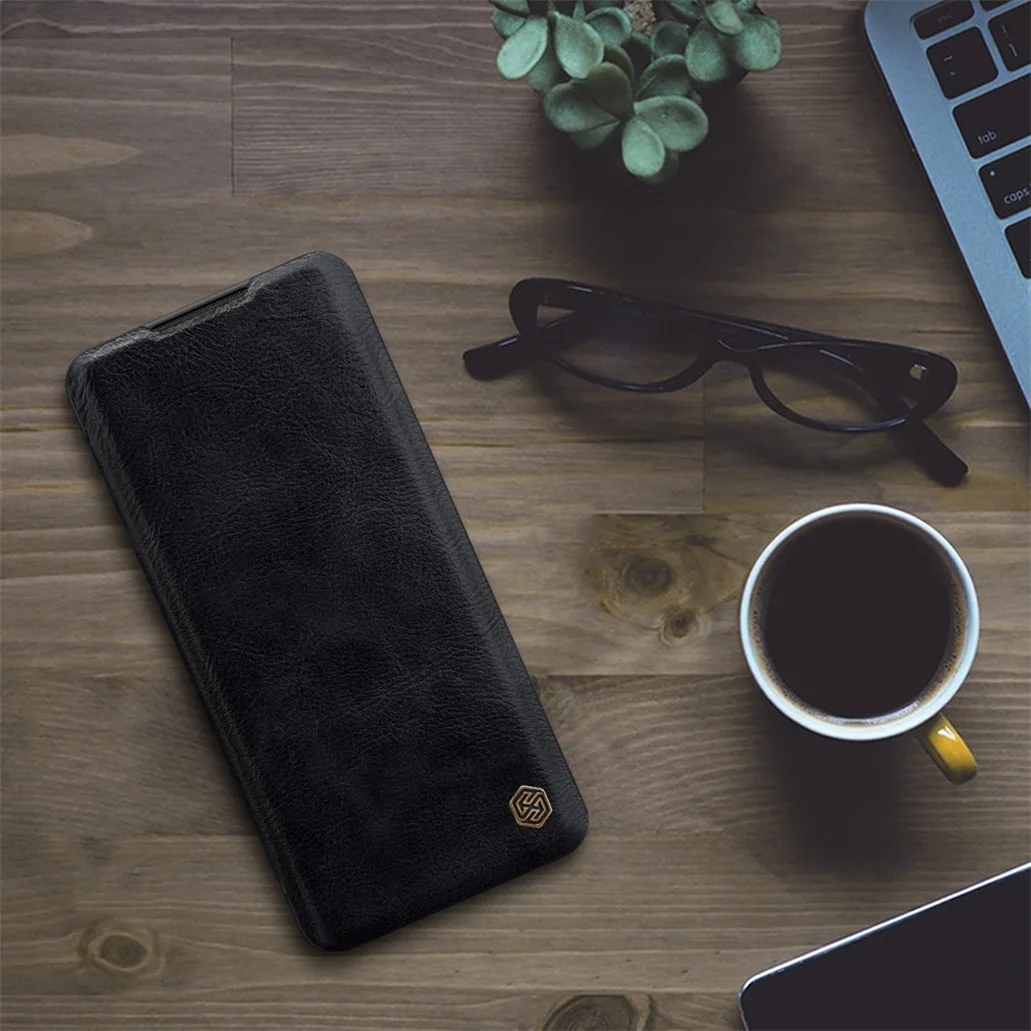 Флип чехол Nillkin Qin для Xiaomi Mi Note 10 Pro CC9 винтажный кожаный книжка с карманом карт