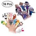 16 шт., куклы на палец, мини-животные, Обучающие игрушки, Мультяшные животные, плюшевые куклы, куклы на палец, театральные плюшевые игрушки для детей, подарки