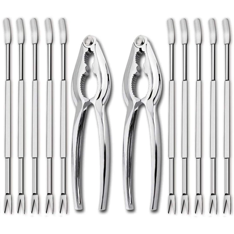 

Seafood Tool Kit,Stainless Steel Crab Leg Cracker and Forks Nut Cracker Set Shellfish Sheller 12Pcs