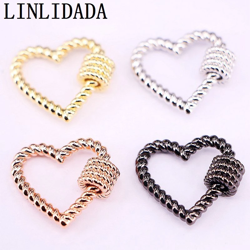 

New 10Pcs, 27*25mm Heart Shape Screw Clasp Lock , Carabiner Pave Lock, Jewelry Findings