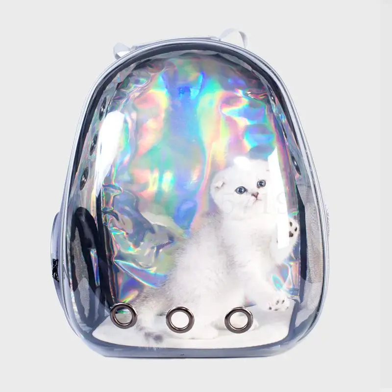 Прозрачные лазерной из ПЭТФ кошка женская черная кожаная сумка для домашних