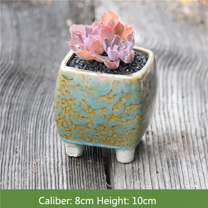 Новый квадратный суккулентный горшок для растений печь становится керамической