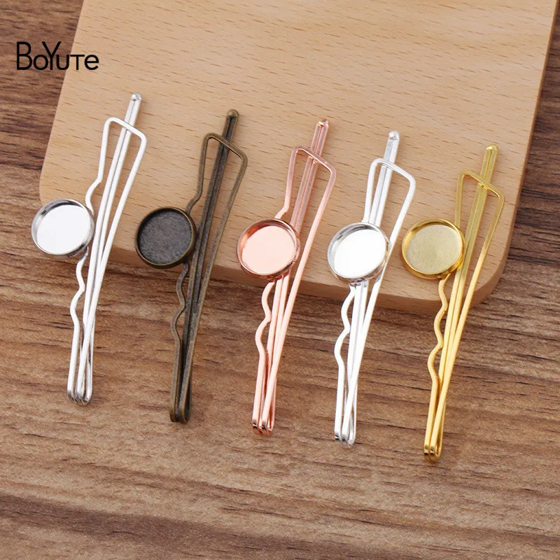 

BoYuTe (20 Pieces/Lot) 12MM Cabochon Base Tray Hairpin Blank Settings Diy Hair Accessories Handmade Materials
