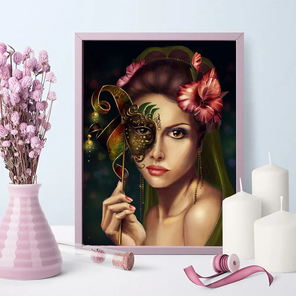 Алмазная живопись с маской для женщин Набор творчества 5D сделай сам мозаика