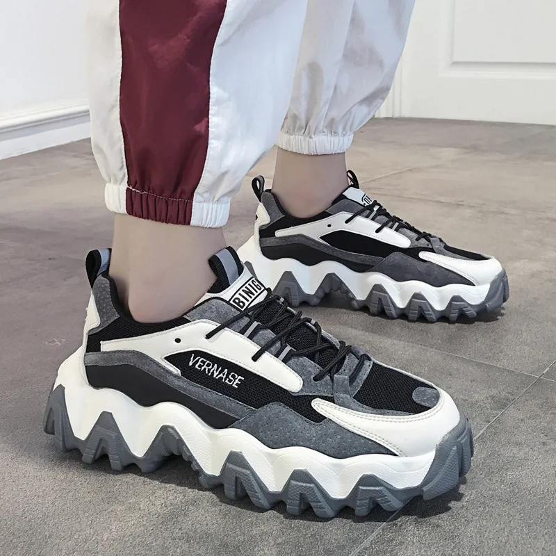 Кроссовки мужские на платформе массивные черные весна/осень|Мужские кроссовки и