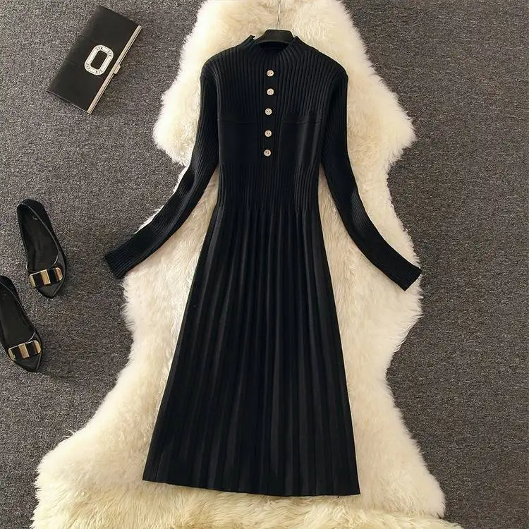 ICHOIX элегантный свитер платье зимнее Длинные рукава Повседневные Белое Женское