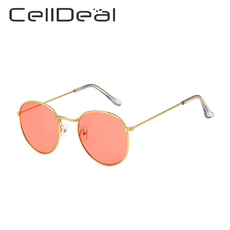 Женские Модные солнцезащитные очки с круглой металлической оправой аксессуары