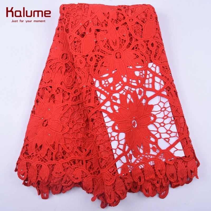 Kalume зеленый нигерийский водорастворимый шнур кружевная ткань вышивка