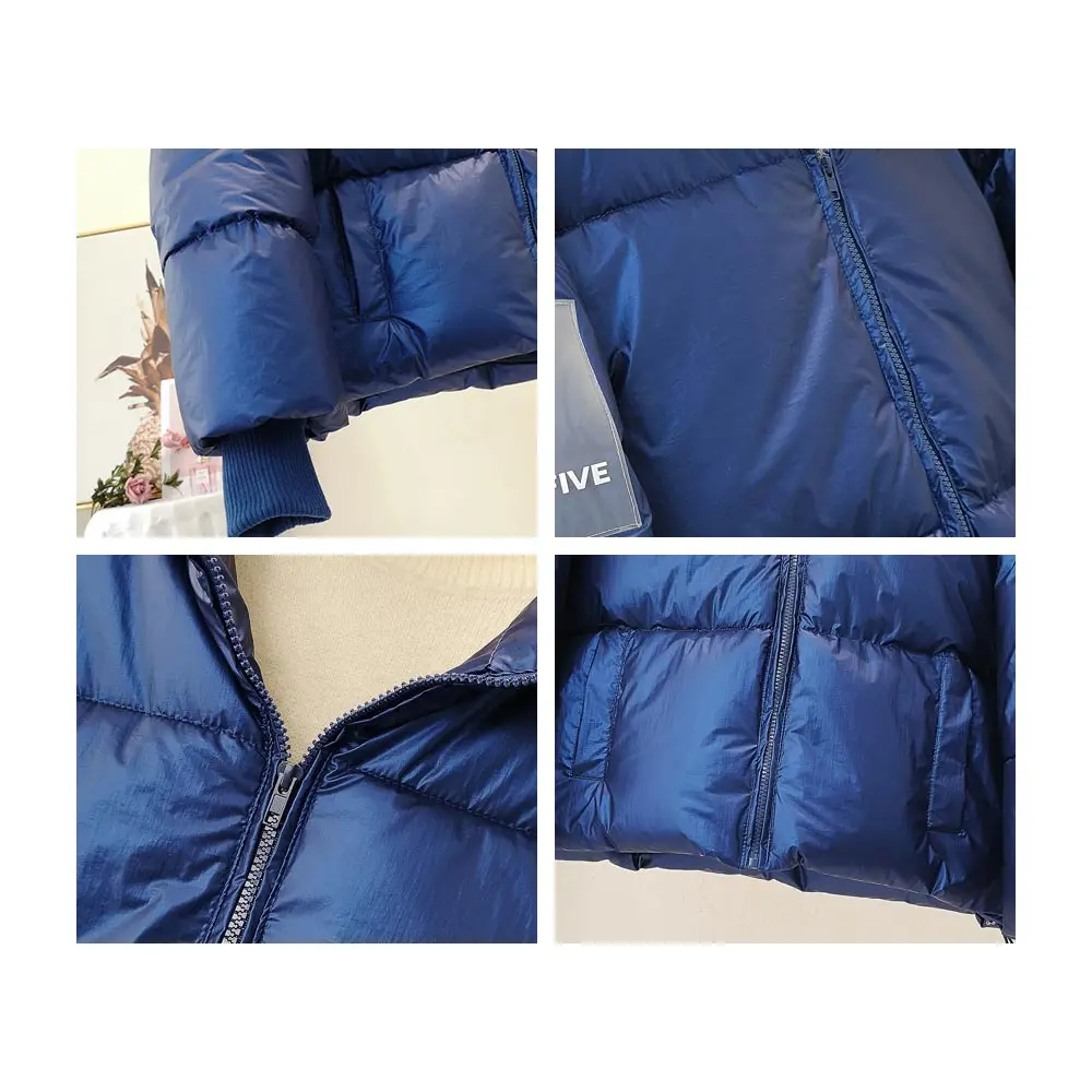 

2021 Female Glossy Parka Winter Jacket Women Oversized Thick Thick Jacket Loose White Duck Coat Waterproof Outerwear