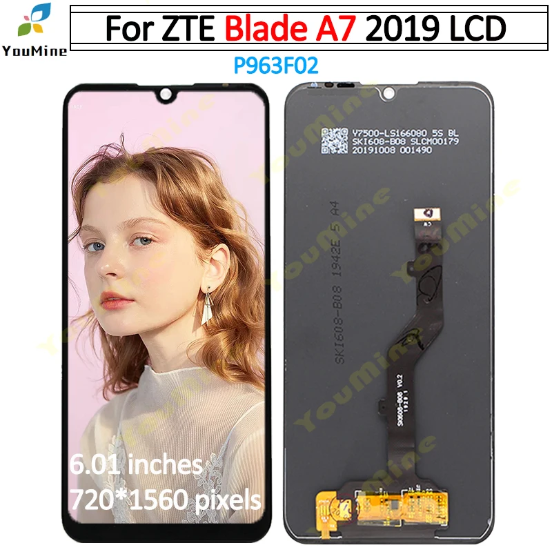 Черный ЖК дисплей 6 01 дюйма для ZTE Blade A7 2019 сенсорный экран дигитайзер датчик в