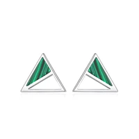 925 sterling silver triangle natural geometric turquoise stud earrings jewelry wedding women party trendy accessory gift