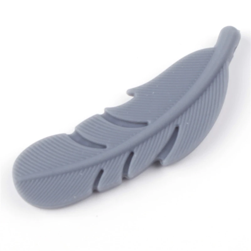 Grey 5pc 5 шт., силиконовый кронштейн-прорезыватель для зубов, силикагель, перо, Форма стержня, стоматологический кронштейн для кормления, ожерелье, аксессуар, стоматологический кронштейн - Цвет: Grey 5pc