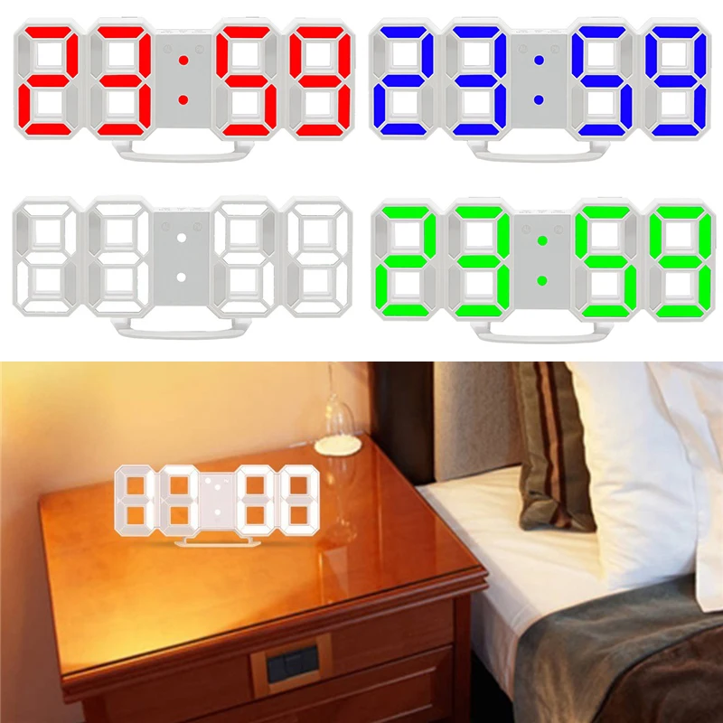 3D светодиодный настенные часы современные цифровые настольные часы-будильник