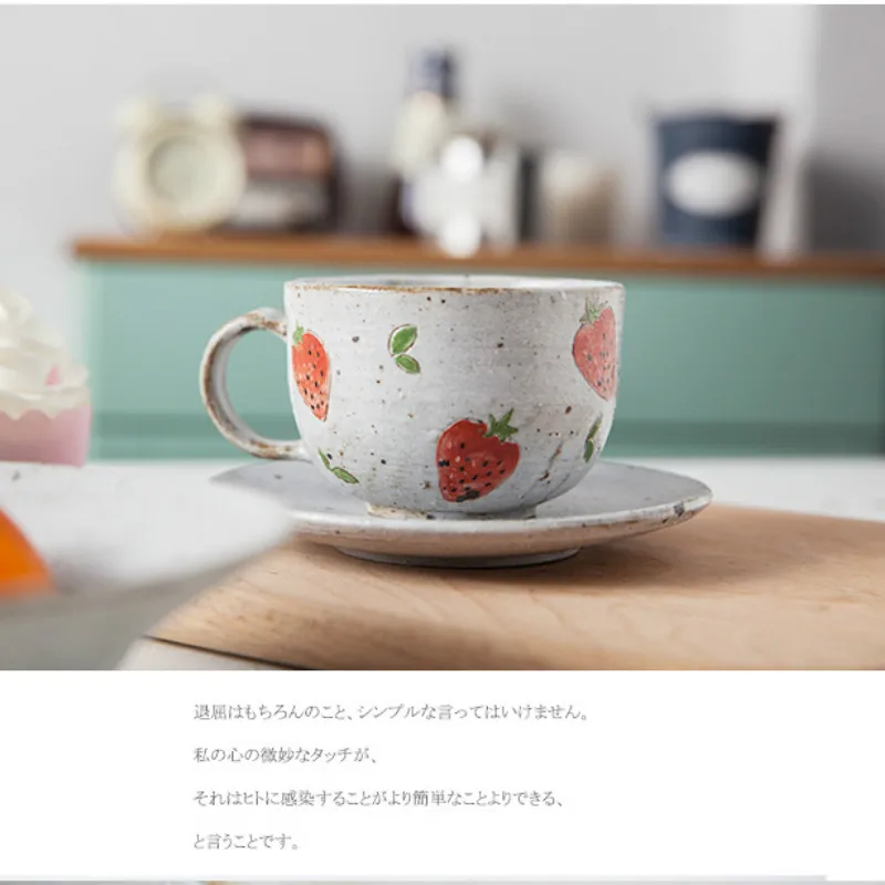 

Creative Hand Painted Ceramic Strawberry Coffee Cup Kawaii Small Hand Painted Espresso Cups Vintage Tea Cups And Saucers II50BYD