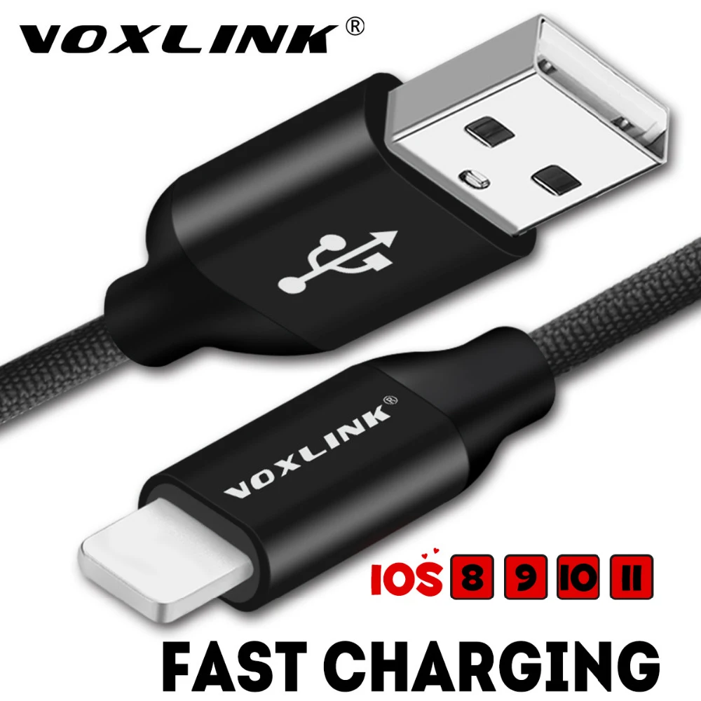 USB кабель VOXLINK 2 4 А для iPhone X Xs Max XR 5 В быстрой зарядки и передачи данных 8 7 6Plus usb