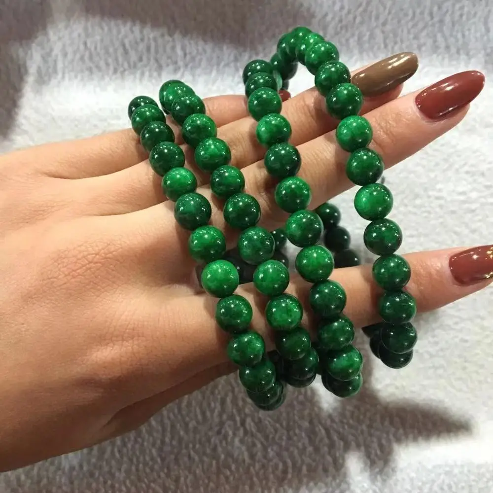 

Natural Myanmar green jade bracelets 108 beads bracelet jade rosaries for women men prayer emerald Jade bangles